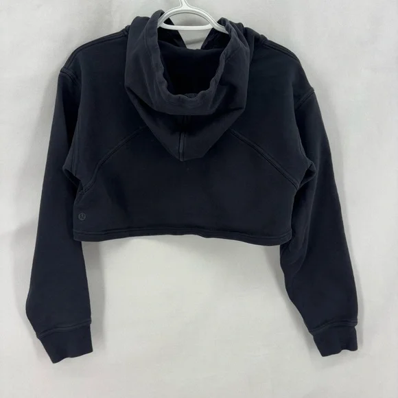Lululemon All Yours Cropped Hoodie Women’s 6 Black Hooded Sweatshirt Crop - Picture 4 of 11